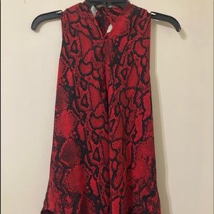 Red & Black Snakeskin look sleeveless top.